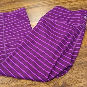 Athleta striped purple and pink running yoga workout leggings size small